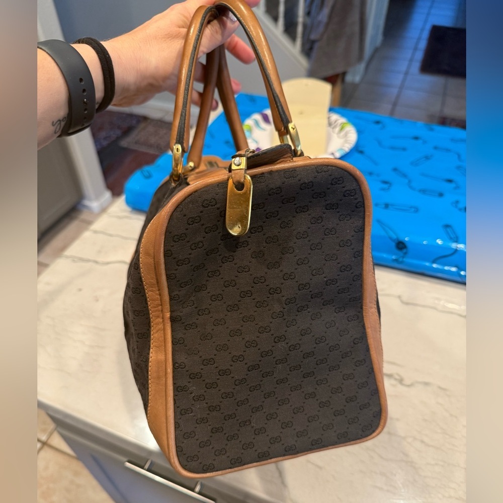 Gucci Black Canvas & Brown Leather Weekend Bag - Picture 10 of 16